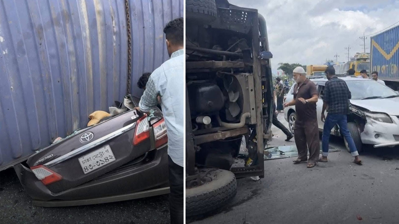 কুমিল্লায় প্রাইভেটকারের ওপর উল্টে পড়ল কাভার্ডভ্যান, নিহত ৪