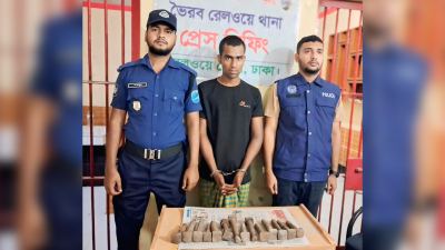 ভৈরবে রেললাইনের নাট-বল্টুসহ আটক যুবক, ১৪টি নাট-বল্টু জব্দ