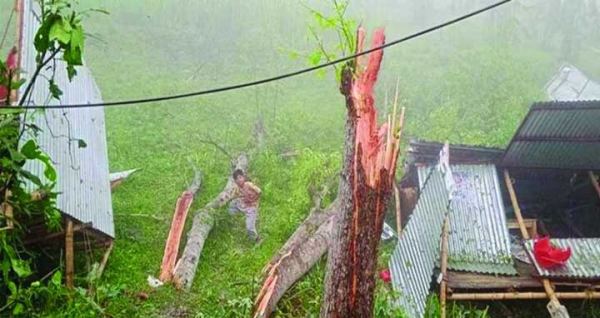 রাতে ঘূর্ণিঝড়ের তাণ্ডবে লণ্ডভণ্ড ফরিদপুরের ২৪ গ্রাম