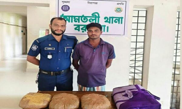 আমতলীতে বিশেষ অভিযানে তিন কেজি গাঁজাসহ একজন গ্রেপ্তার
