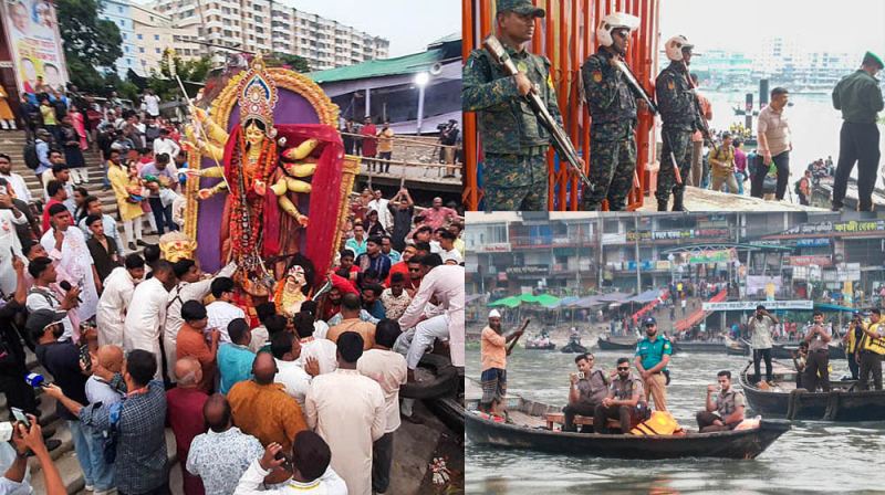 ১৬ হাজারের বেশি পুলিশি নিরাপত্তায় ঢাকায় প্রতিমা বিসর্জন